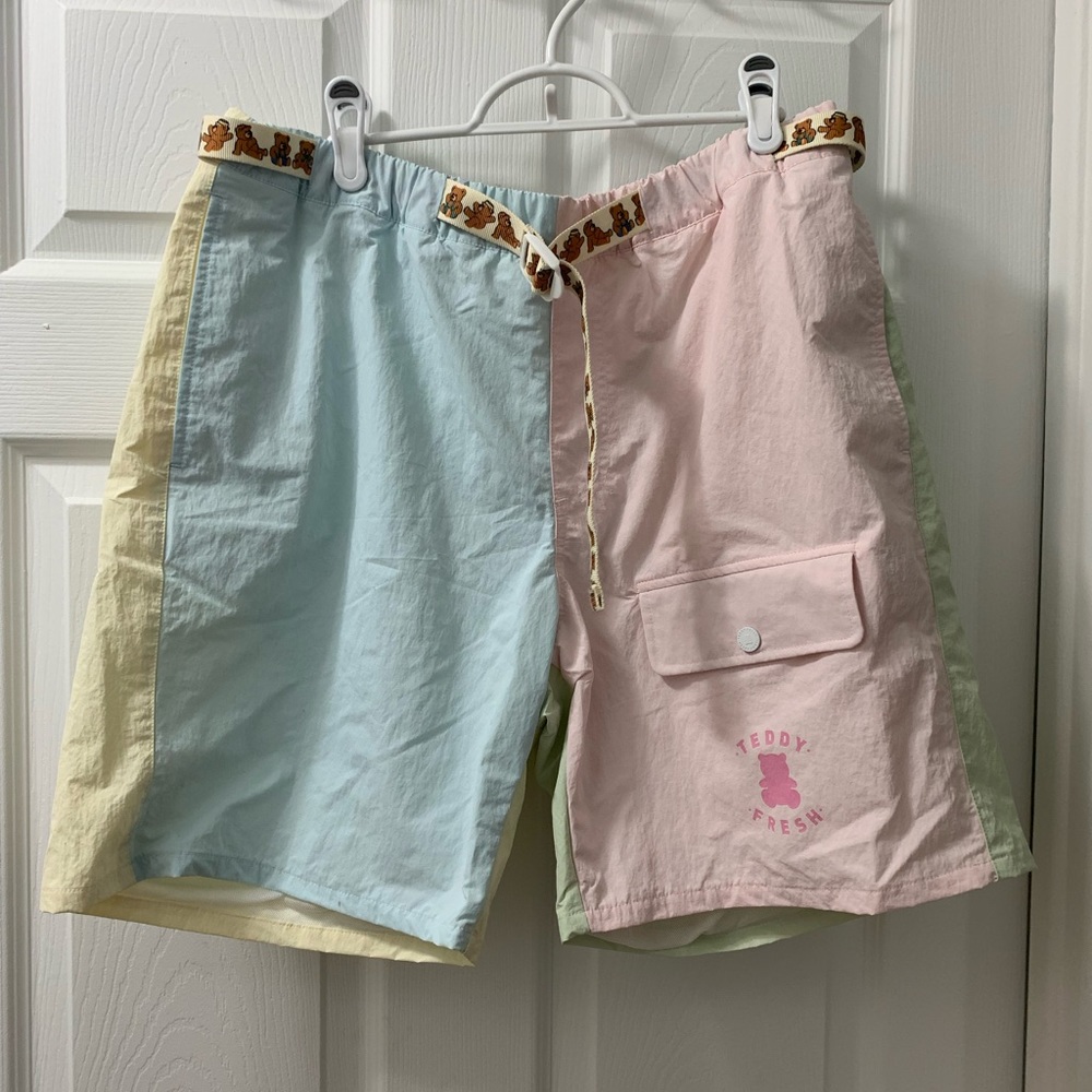 NWT Teddy Fresh nylon pastel colourblock shorts